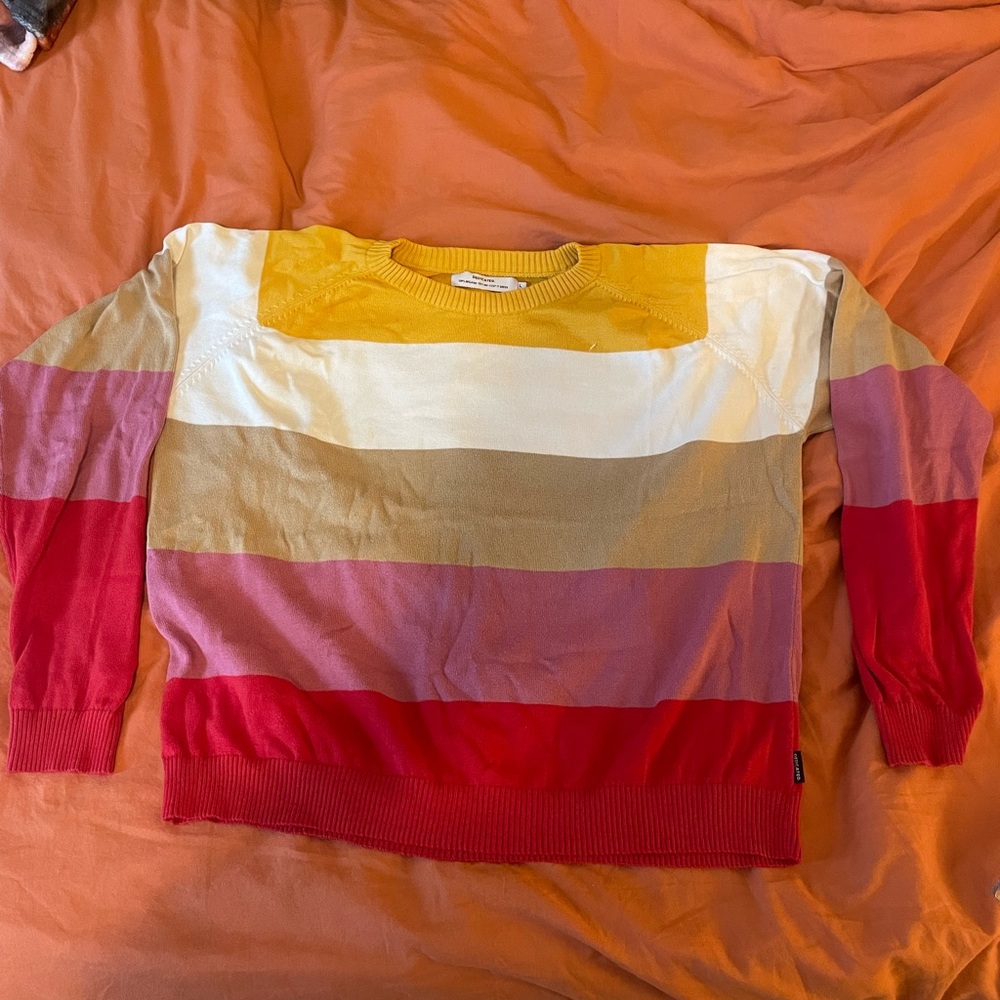 Vibrant Striped Crew Neck Sweater